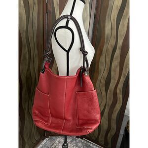 Sundance Oxblood pebbled leather hobo with brown handles